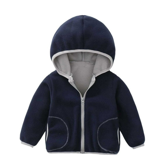 Fozruso Windproof Jacket Girls 6-7 Years,Toddler Boys Girls Windproof Hooded Coat Patchwork Jacket Kids Warm Outerwear Blue