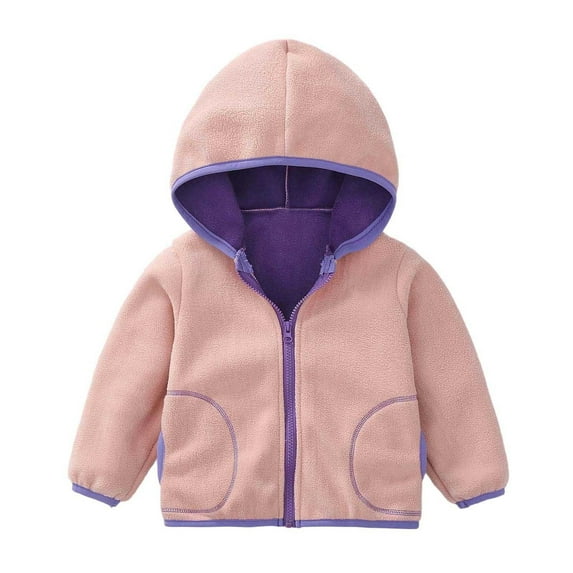 Fozruso Windproof Jacket Girls 6-7 Years,Toddler Boys Girls Windproof Hooded Coat Patchwork Jacket Kids Warm Outerwear Pink