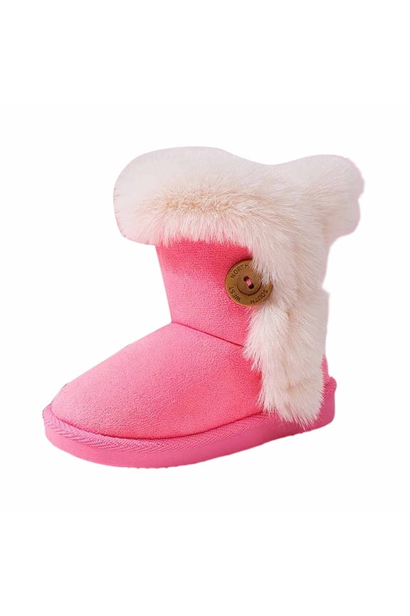 Winter Girls Boots For Kids Soft Sole Slip Warm Lined Children Boot Shoes With Adjustable Closure For Outdoor Activities,Classic Ankle Boots Sizes 6 Toddler(12-18 Months)
