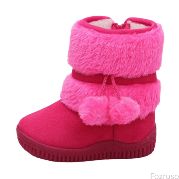 Fozruso Winter Girls Boots Warm Lined Boots With Side Zipper Comfortable Non Sole For Toddler And Kids,Warm Winter Boots Sizes 7.5 Toddler(12-18 Months)