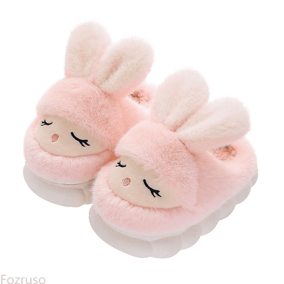 Fozruso Winter Girls Slippers Cozy Soft Sole Cartoon Indoor Footwear For Kids Perfect For Daily Use And Home Comfort（Ages 4 To 14）,Warm Winter House Slippers Sizes 12 Little Kid(5.5-6 Years)