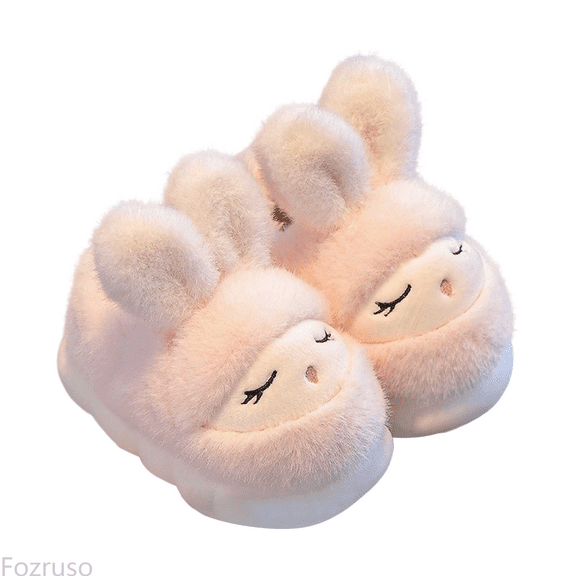 Fozruso Winter Girls Slippers Cozy Soft Sole Cartoon Indoor Footwear For Kids For Daily Use And Home Comfortï¼Ages 4 To 14ï¼,Warm Winter Slippers Sizes 11 Little Kid(4.5-5 Years)