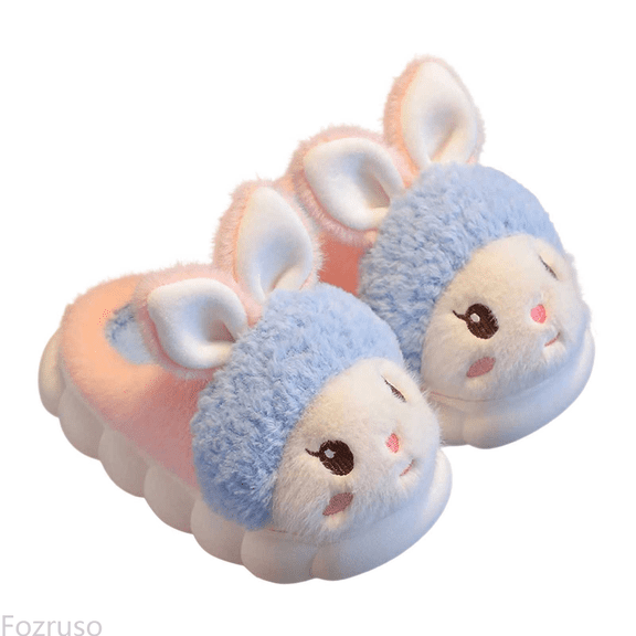 Fozruso Winter Girls Slippers Cozy Soft Sole Cartoon Indoor Footwear For Kids Perfect For Daily Use And Home Comfort,Soft Plush Slippers Sizes 11 Little Kid(4.5-5 Years)