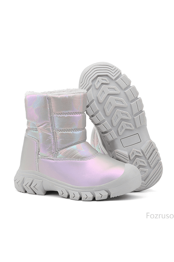 Winter Thermal Boots For Girls Reflective Insulated Long Shaft Cold Weather Footwear With Enhanced Warmth,Lace Up Combat Boots Sizes 11 Little Kid(4.5-5 Years)