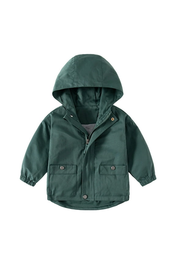 Winter Warm Jackets 10-11 Years,Boys Windbreaker Jacket For Kids Lightweight Hooded Zipper Coat Outdoor Casual School Jacket For Boys Age 2 To 13 Years Green