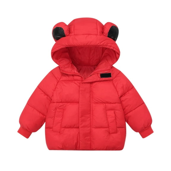 Fozruso Winter Warm Outerwear 12-18 Months,Winter Down Coats For Kids Baby Boys Girls Jacket Bear Hoods Infant Outerwear Red