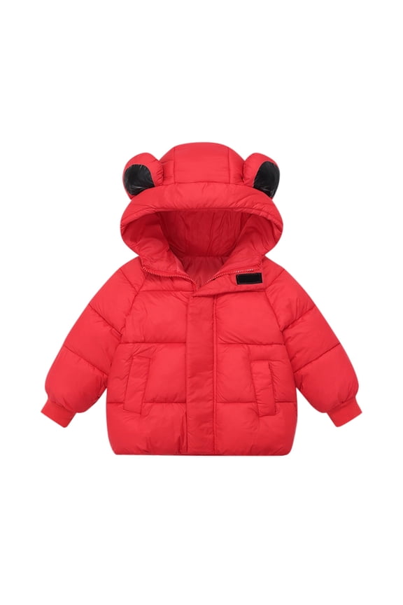 Winter Warm Outerwear 12-18 Months,Winter Down Coats For Kids Baby Boys Girls Jacket Bear Hoods Infant Outerwear Red