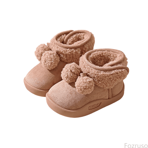 Fozruso Winter Warm Snow Boots For Girls Cold Weather Outdoor Thermal Insulated Soft Sole Non Toddler Shoes, Fur Lined Boots Sizes 10 Little Kid(4-4.5 Years)