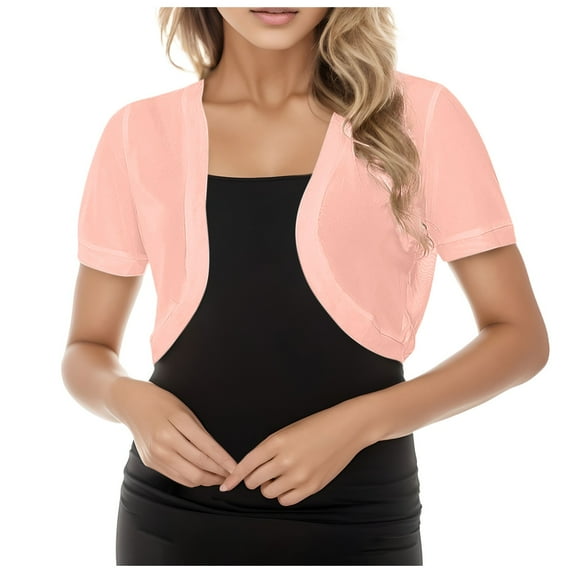 Fozruso Women's Comfortable Tulle Shawl With Summer Fashion Short Sleeved Breathable Cardigan