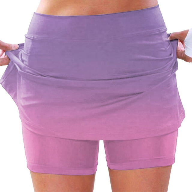 Fozruso Women's Elastic Yoga Skirt Color Sports Shorts Lightweight High