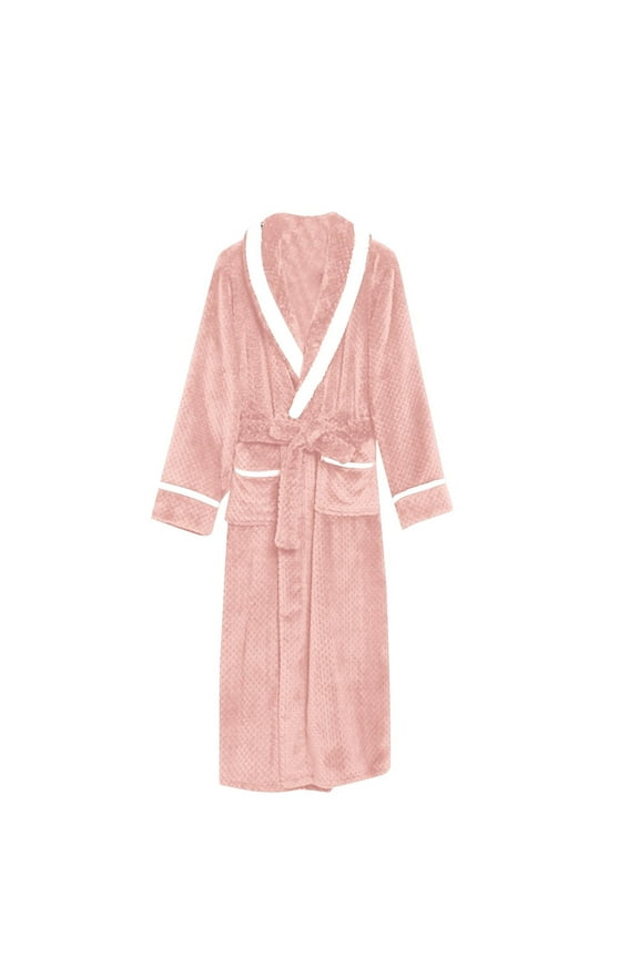 Women's Robes Plus Size Thickened Long Flannel Couple Robe With Flange Bathrobe