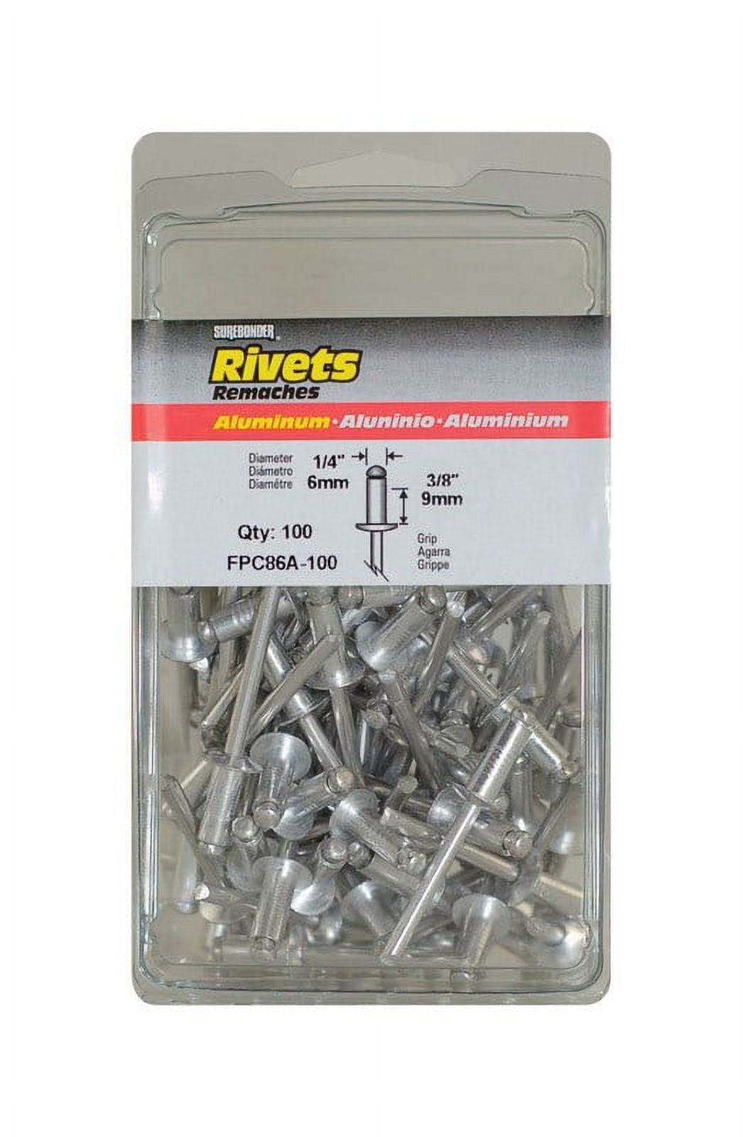 Fpc Surebonder FPC86A-100 1/4" X 3/8" Aluminum Rivets 100 Count