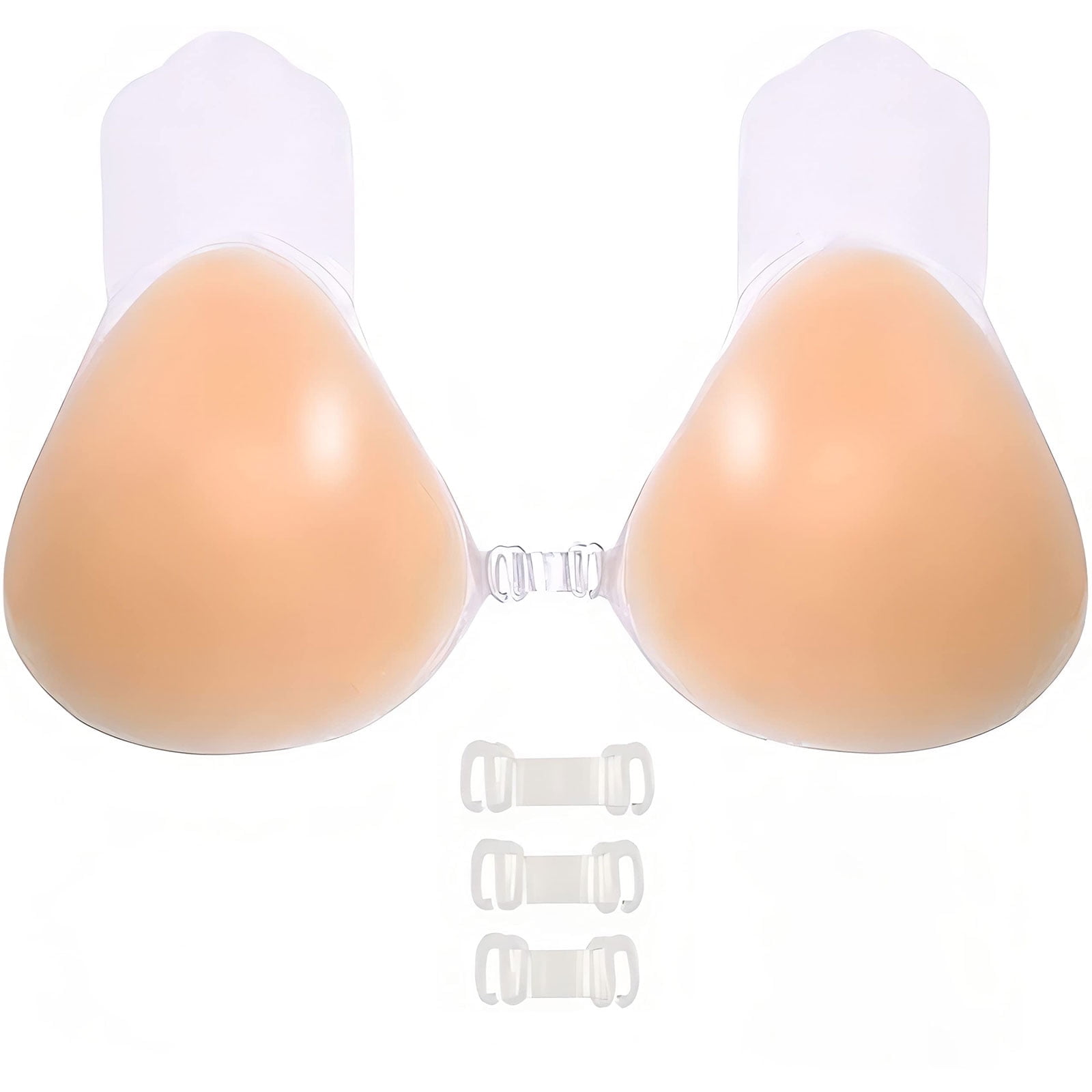 Fpogbef Sticky Bra Self Adhesive Bra Invisible Strapless Reusable Silicone  Bra Sticky Push Up Backless Bras for Women, Natural Color