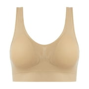 Fpqtro No Boundaries Womens Plus Size Clearance Under 10 Ladies Traceless Comfortable One-Piece No Steel Ring Vest Breathable Gathering Bra Woman Underwear Beige L