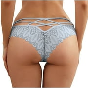 Fpqtro No Boundaries Womens Plus Size Clearance Under 10 Women Lingerie G-String Lace Briefs Underwear Panties T String Thongs Knick Blue M