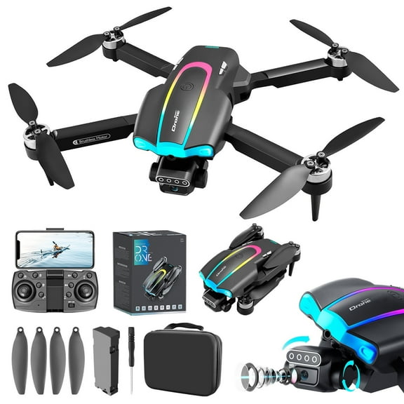 Fpv Drone With Esc Camera, Brushless Motor, Cool Led Lights, Altitude Hold, Obstacle Avoidance For Adults, 9.84X9.45X2.36 In, 0.86 Lb