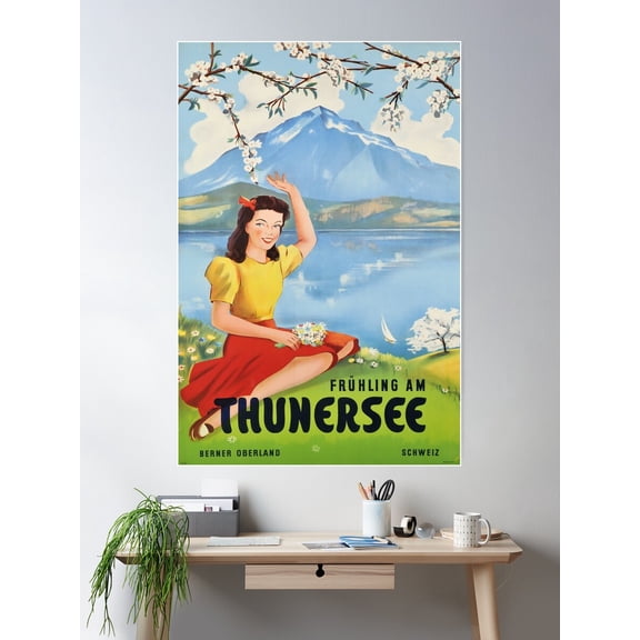 Frã¼Hling Am Thunersee, Berner Oberland,Schweiz,Travel Poster Poster Wall Art, Modern Wall Decor For Living Room Bedroom, 16x24 UNFRAMED