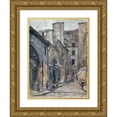 thumbnail image 1 of Frédéric Houbron 12x14 Gold Ornate Wood Frame and Double Matted Museum Art Print Titled - The Street-Size Street (1898), 1 of 4