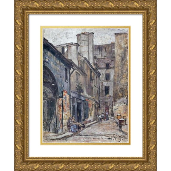 Frédéric Houbron 12x14 Gold Ornate Wood Frame and Double Matted Museum Art Print Titled - The Street-Size Street (1898)