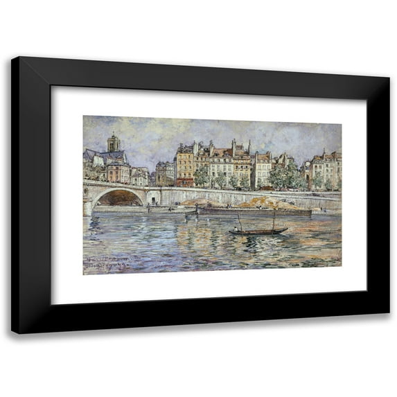 Frédéric Houbron 14x11 Black Modern Framed Museum Art Print Titled - The Quai De L'Hotel-De-Ville and Le Pont Louis-Philippe (1899)