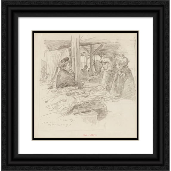 Frédéric Houbron 15x15 Black Ornate Wood Framed Double Matted Museum Art Print Titled - Interior of the Red Children Market, in December 1907. 3rd Arrondissement (1907)