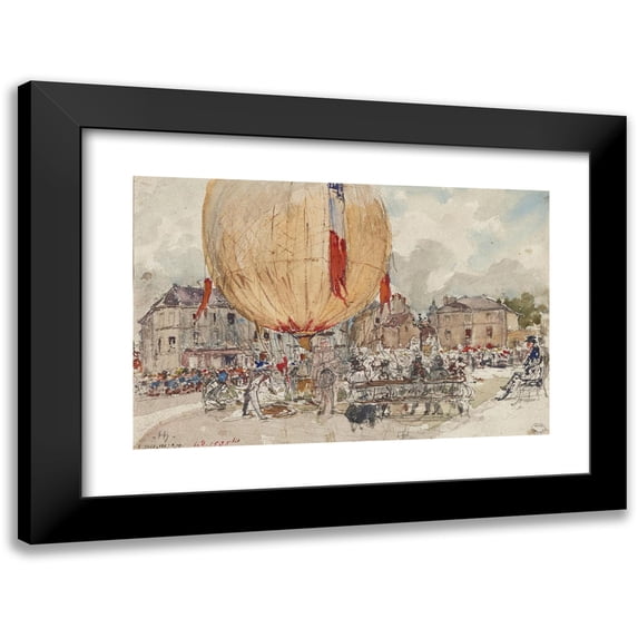 Frédéric Houbron 18x13 Black Modern Framed Museum Art Print Titled - Launch of a Hot Air Balloon (1895 - 1905)
