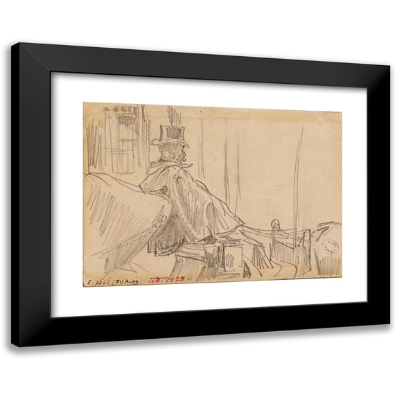 Frédéric Houbron 18x14 Black Modern Framed Museum Art Print Titled - Check Driving His Fiacre (1895 - 1905)