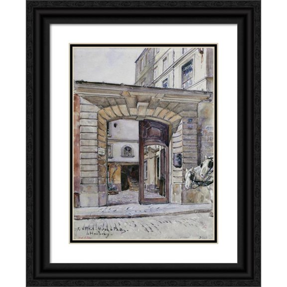 Frédéric Houbron 19x24 Black Ornate Framed Double Matted Museum Art Print Titled: 27, Rue Du Petit-Musc. Paris (1895 - 1905)