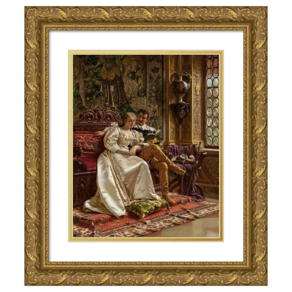Frédéric Soulacroix 15x18 Gold Ornate Wood Frame and Double Matted Museum Art Print Titled - Happy Days