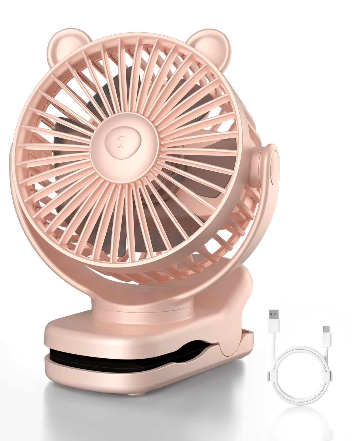 FrSara Clip on Fan, Rechargeable Portable Fan with 2000mAh Battery Operated, Small Fan with Powerful Clip Design, 3 Wind Speed, 360° Rotation, Ultra-Low Noise Level Personal Fan for Travel