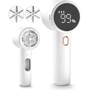 FrSara Fabric Shaver, Lint Remover Rechargeable, Electric Portable Sweater Defuzzer with 3 Speeds, 6 Leaf Blades, Digital LED Display to Remove Pilling for Clothes, Furniture, Sweater, Couch,Blanket