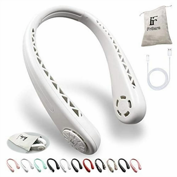 FrSara Neck Fan, Portable Fan Strong Wind, Adjustable, 360 Cooling, Super Quiet, No Blade Fan Design, No Hair Twisting, Even Air Volume On Both Sides, Non-Slip Material, Short Charging, Long Use Time