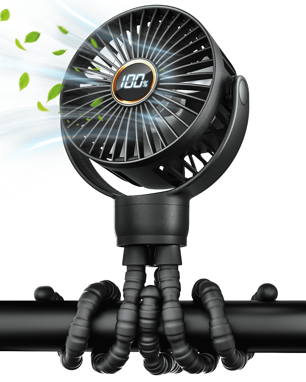 FrSara Portable Mini Stroller Fan with Tripod, Rechargeable USB, 4000mAh Battery Operated, 3