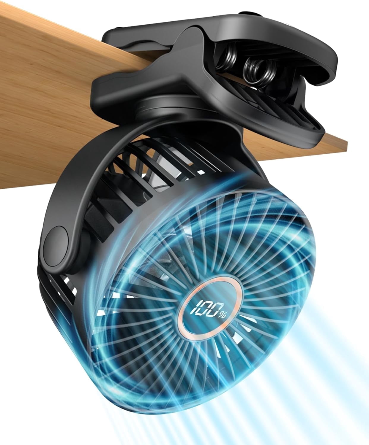 FrSara Portable Clip on Fan Battery Operated,3 Speed Quiet Rechargeable Mini Table Fan, Quiet,high air volume, 360 degree free rotation,Mini Desk Fan, Stroller Fan-Black