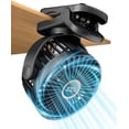 thumbnail image 1 of FrSara Portable Clip on Fan Battery Operated,3 Speed Quiet Rechargeable Mini Table Fan, Quiet,high air volume, 360 degree free rotation,Mini Desk Fan, Stroller Fan-Black, 1 of 6