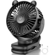 FrSara Portable Clip on Fan, Small Desk Fan Battery Operated, 360° Rotation, Cute Design, 3 Speed, Mini Table Fan USB Rechargeable, Personal Cooling Baby Stroller Fan for Home Office Outdoor Travel