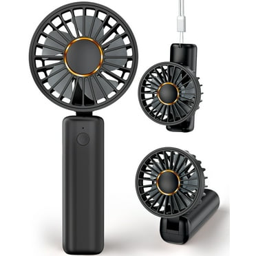 FrSara Portable Handheld Fan , Mini Desk Fan Foldable 2000mAh, 180° Ratotion , 3 Speeds, Ultra Quite , Up to 8H Long Use Time , Small Personal Cooling Fans Makeup Eyelash Fan for Women Girl - Black