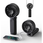 FrSara Portable Handheld Fan , Mini Desk Fan Foldable 2000mAh, 180° Ratotion , 3 Speeds, Ultra Quite , Up to 8H Long Use Time , Small Personal Cooling Fans Makeup Eyelash Fan for Women Girl - Black