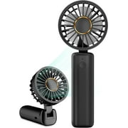 FrSara Portable Handheld Fan , Mini Desk Fan Foldable 2000mAh, 180° Ratotion , 3 Speeds, Ultra Quite , Up to 8H Long Use Time , Small Personal Cooling Fans Makeup Eyelash Fan for Women Girl - Black
