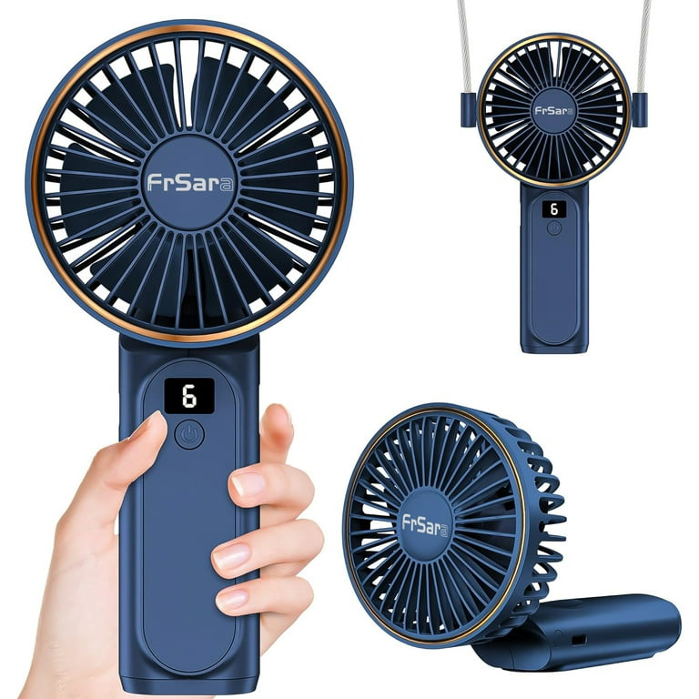 FrSara Portable Handheld Mini Fan Neck Fan 4000mAh Desk Fan 180 Adjustable 6 Speed Wind Display Electricity in Real Time USB Rechargeable