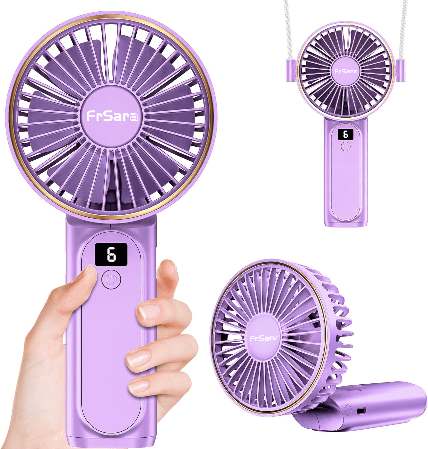 FrSara Portable Handheld Mini Fan, 4000mAh, 6 Speed, USB Rechargeable ...