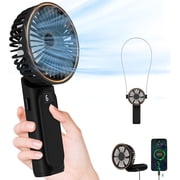 FrSara Portable Handheld Mini Fan, Neck Fan, 4000mAh Desk Fan, 180  Adjustable, 6 Speed Wind, Display Electricity in Real Time, USB Rechargeable Foldable Fan, Quiet Personal Fan with Power Bank Black
