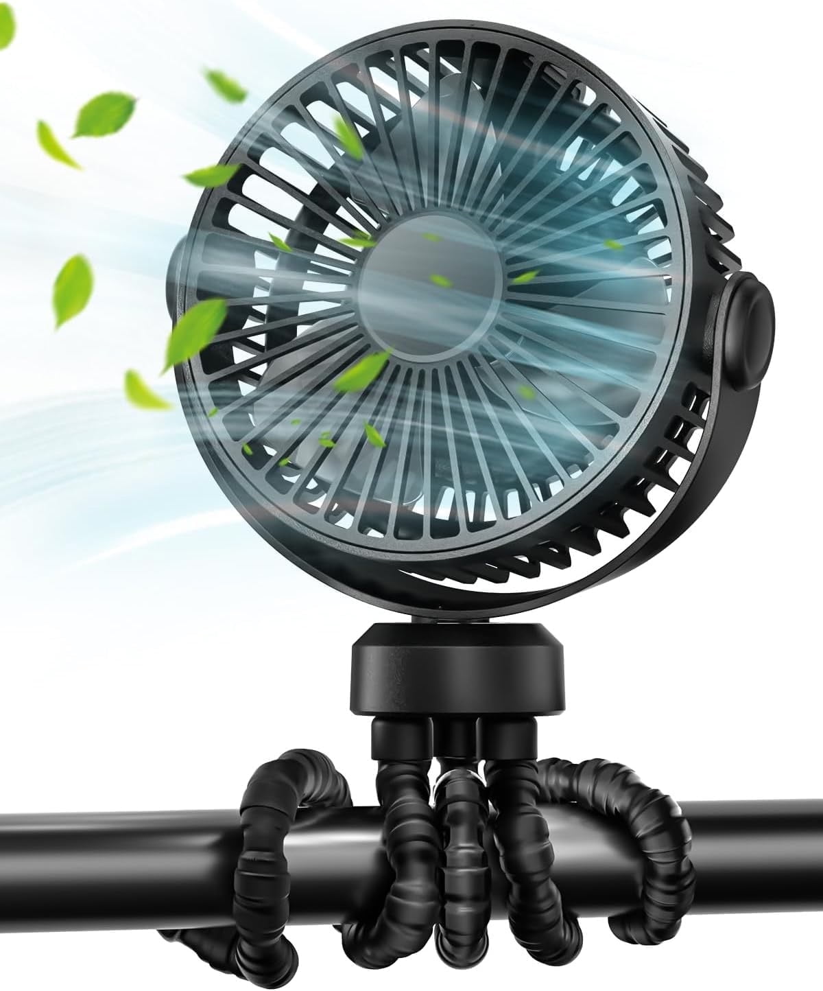 FrSara Stroller Fan,Battery Operated Clip on Portable Fan,360Rotate USB Rechargeable Personal Desk Fan for Baby Stroller Car Seat