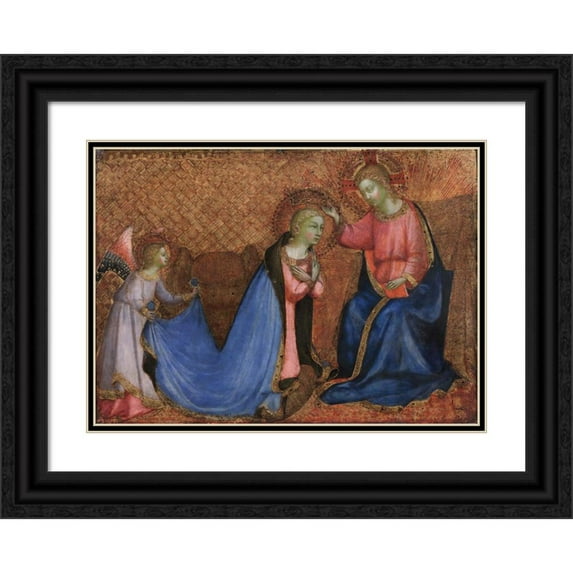 Fra Angelico 24x18 Black Ornate Framed Double Matted Museum Art Print Titled: Coronation of the Virgin (1420s)