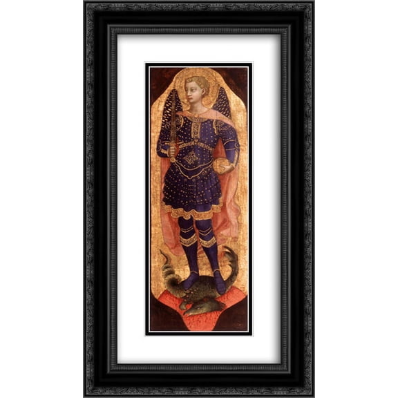 Fra Angelico 2x Matted 14x24 Black Ornate Framed Art Print 'St. Michael'