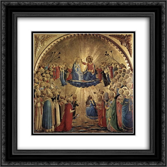 Fra Angelico 2x Matted 20x20 Black Ornate Framed Art Print 'The Coronation of the Virgin'