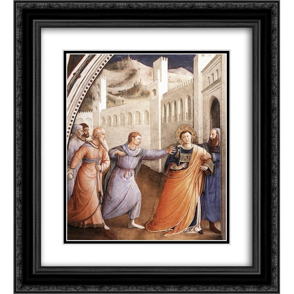 Fra Angelico 2x Matted 20x22 Black Ornate Framed Art Print 'St. Stephen Being Led to his Martyrdom'