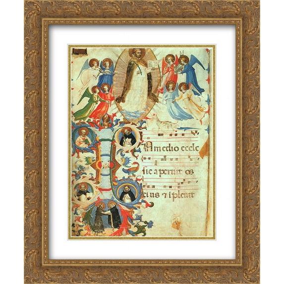 Fra Angelico 2x Matted 20x24 Gold Ornate Framed Art Print 'Glorification of Saint Dominic'
