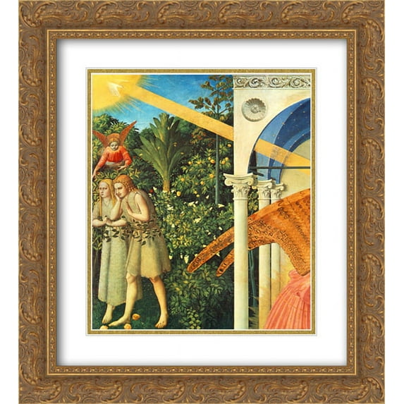 Fra Angelico 2x Matted 20x24 Gold Ornate Framed Art Print 'The Annunciation (detail)'