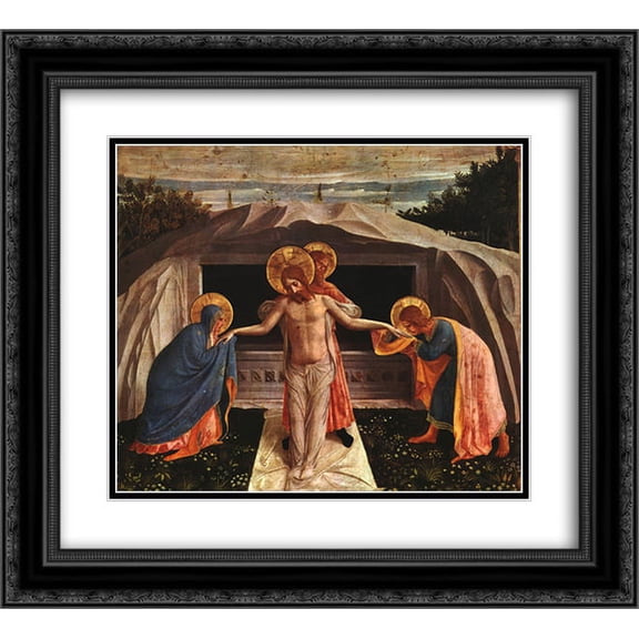 Fra Angelico 2x Matted 22x20 Black Ornate Framed Art Print 'Entombment (Pieta)'